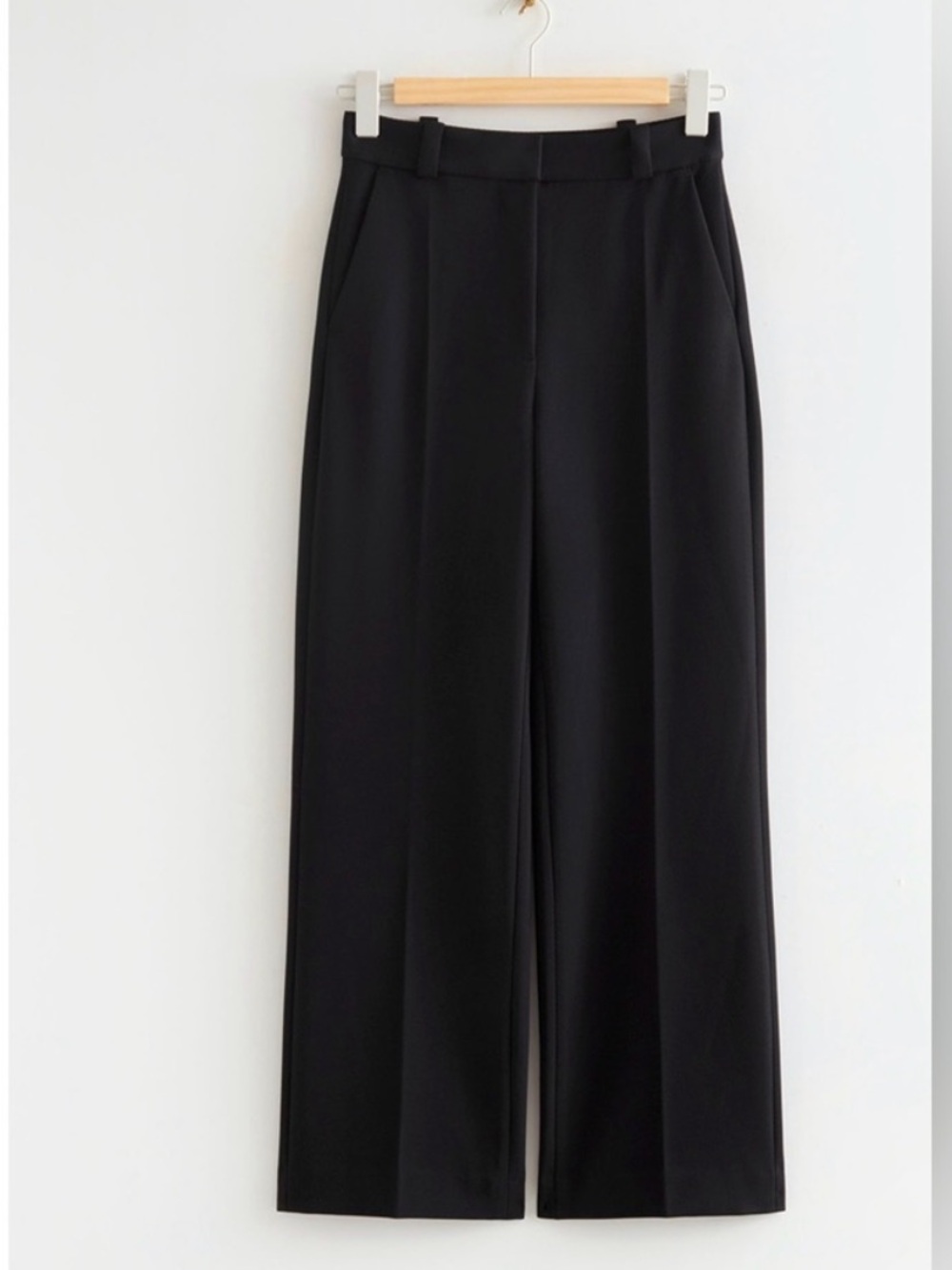 & Other Stories Wide Leg Pleated Black Trouser Pant Size 4